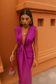 Raffiniertes tiefes V-Ausschnitt Kleid