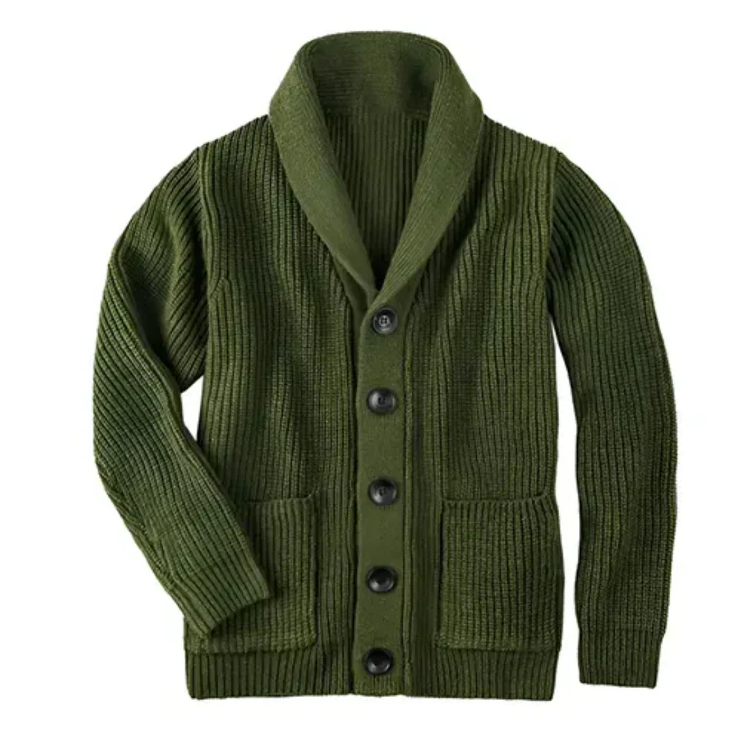 Gerippte Strickjacke mit Kragen