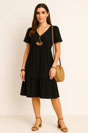 Elegantes Bauchabdeckendes Midikleid