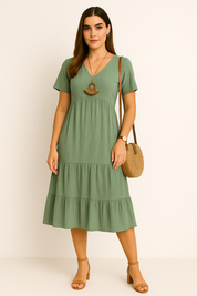 Elegantes Bauchabdeckendes Midikleid