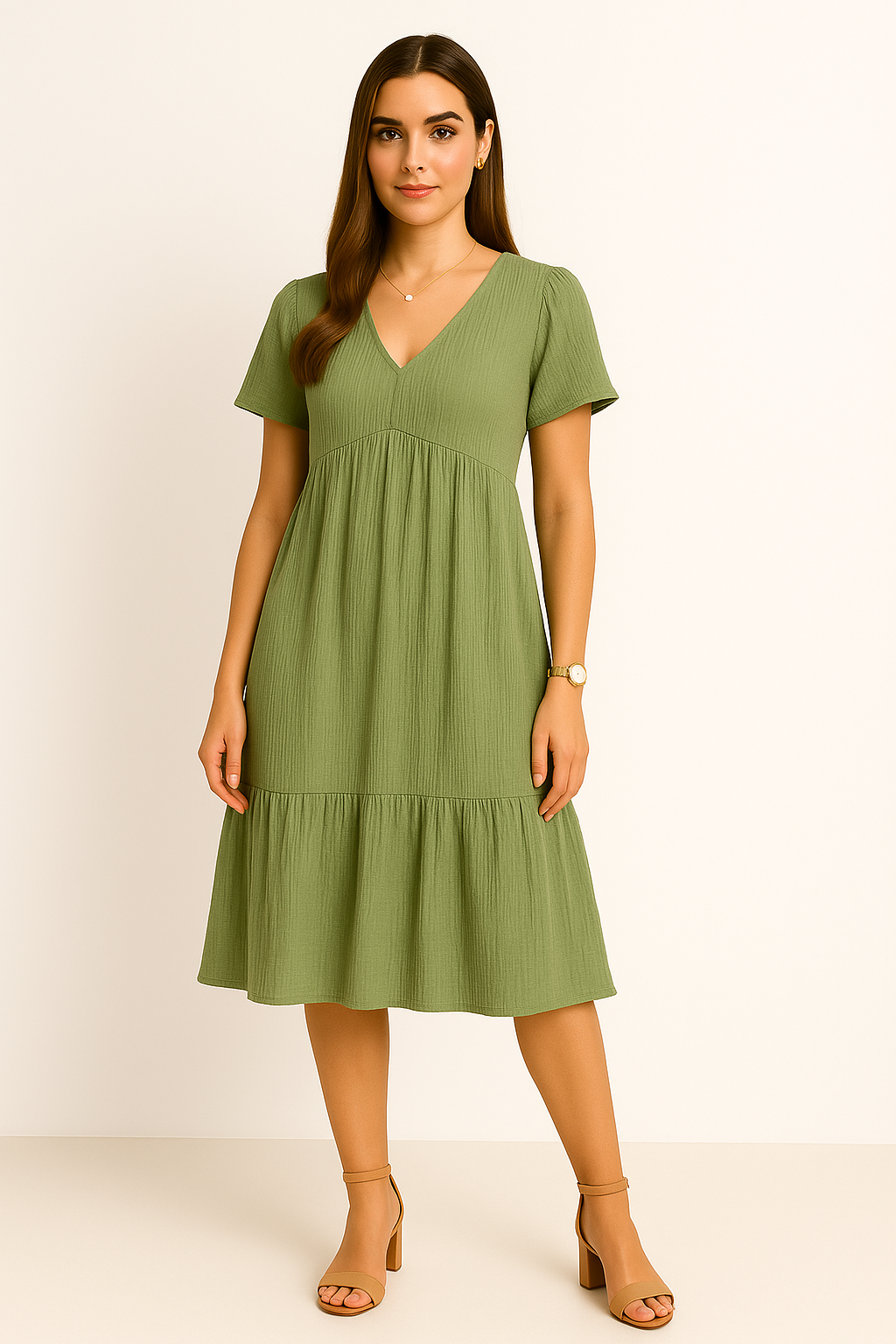 Elegantes Bauchabdeckendes Midikleid