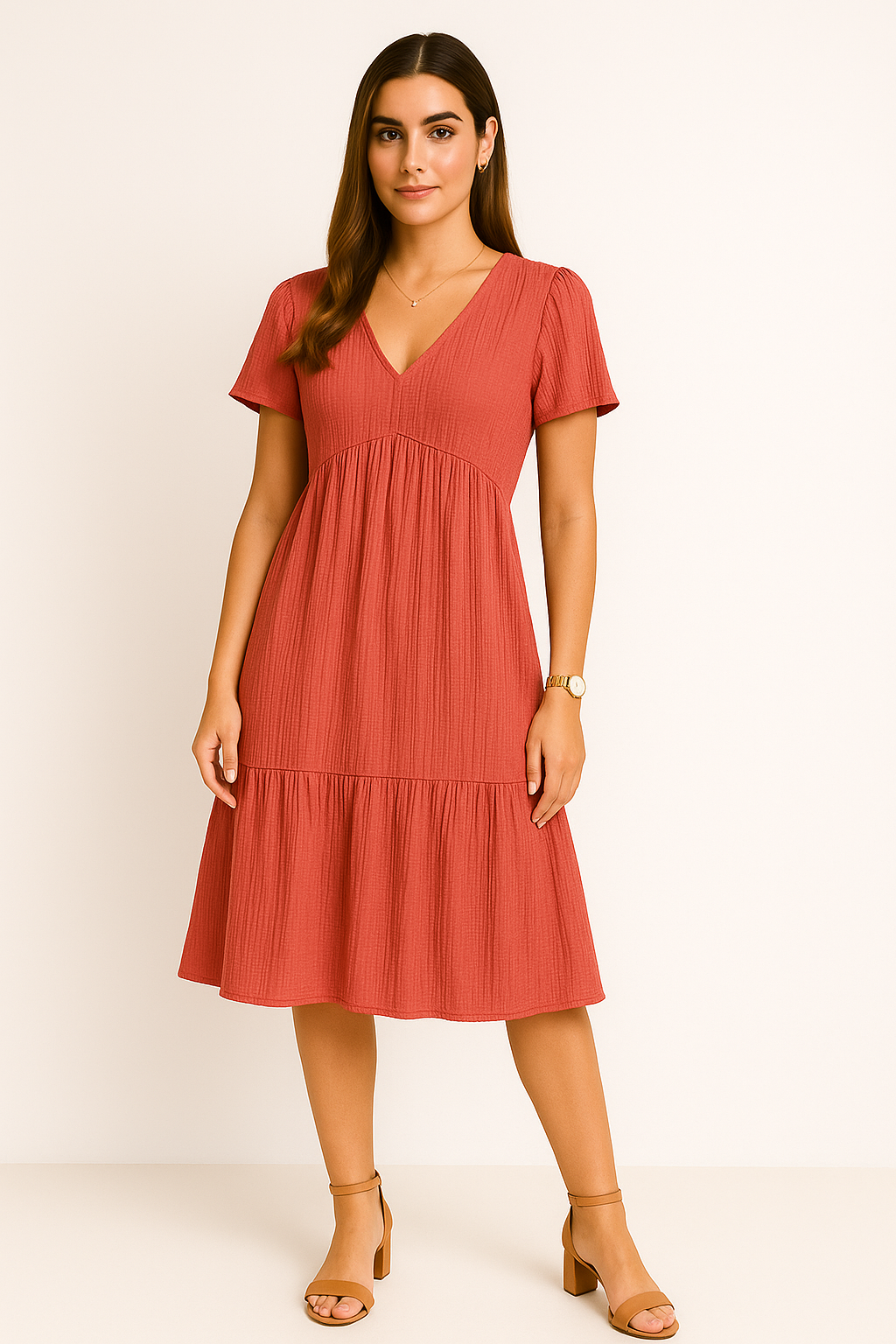 Elegantes Bauchabdeckendes Midikleid