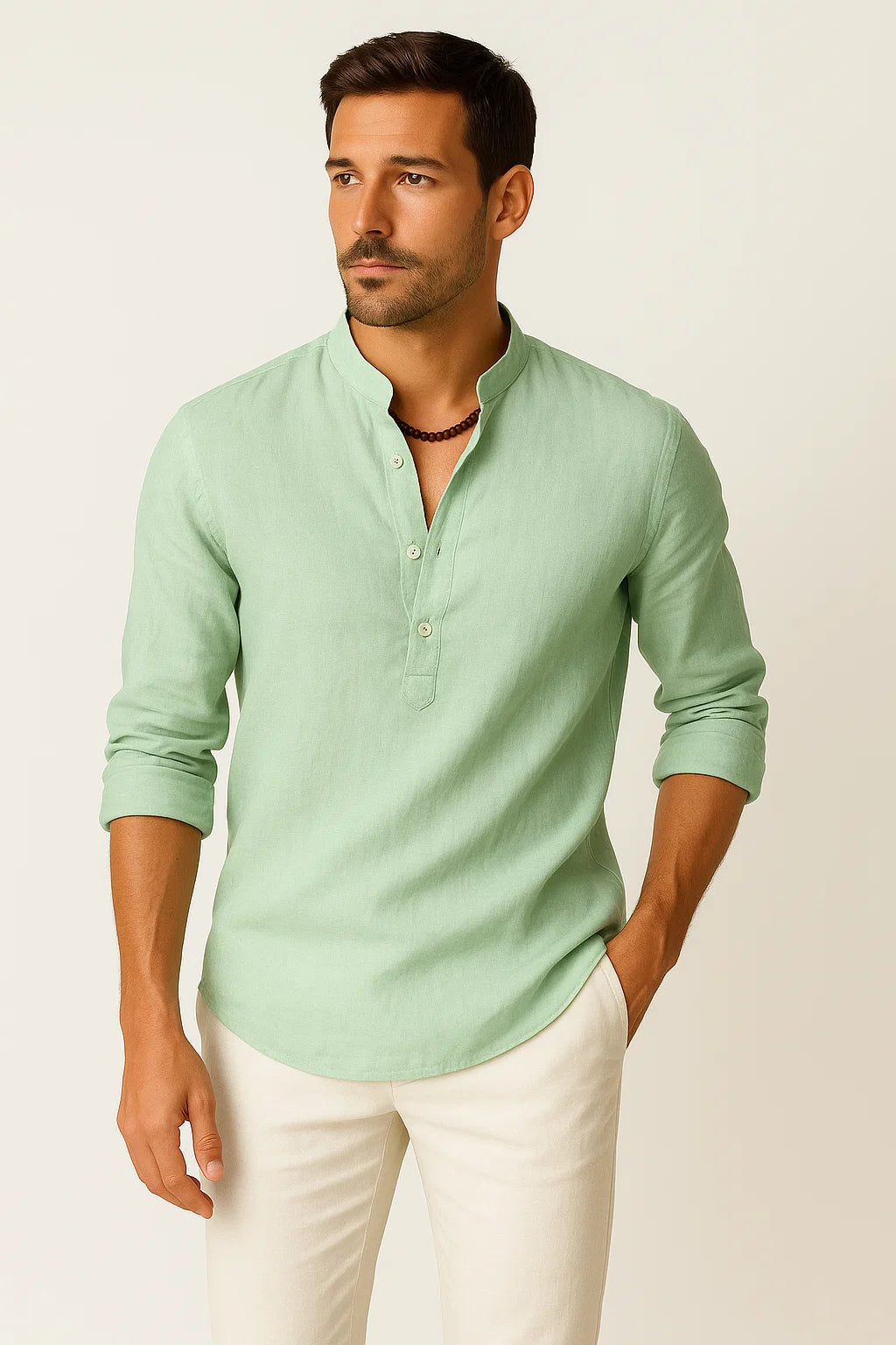 Elegantes Herren Leinenhemd mit Kragen