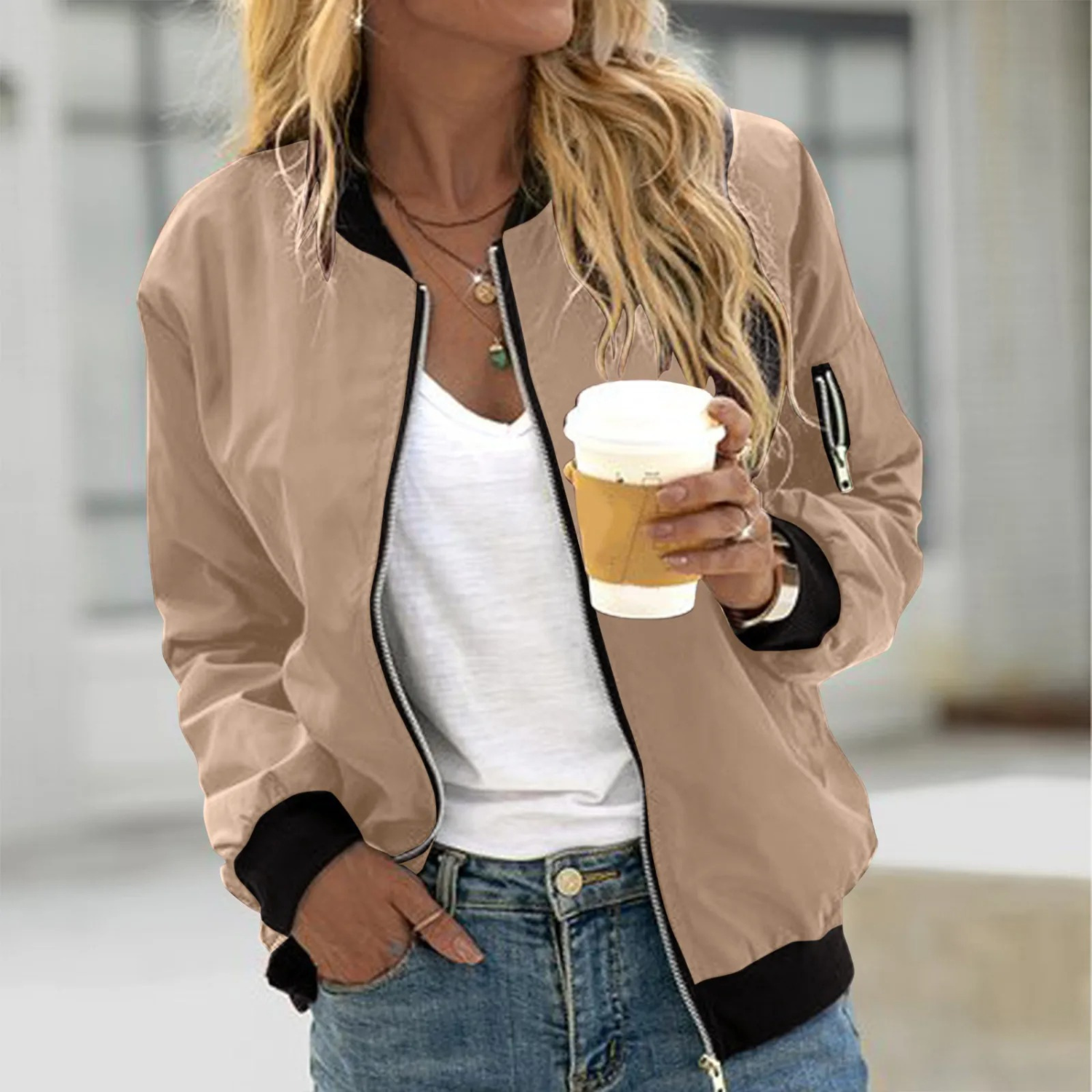 Revere Kragen Bomberjacke