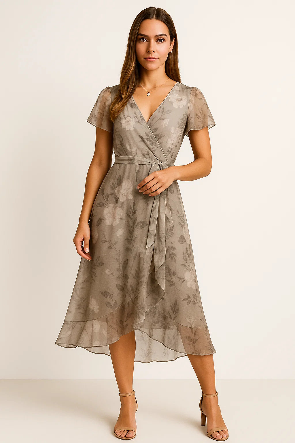 Fließendes Sommerkleid mit V-Ausschnitt
