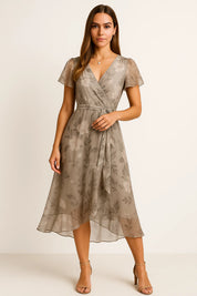Fließendes Sommerkleid mit V-Ausschnitt