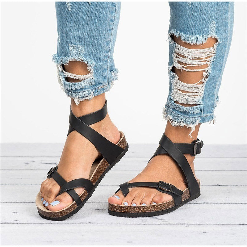 Ergonomische flache Riemchensandalen