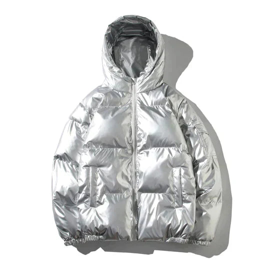Metallische Winter-Pufferjacke für Herren
