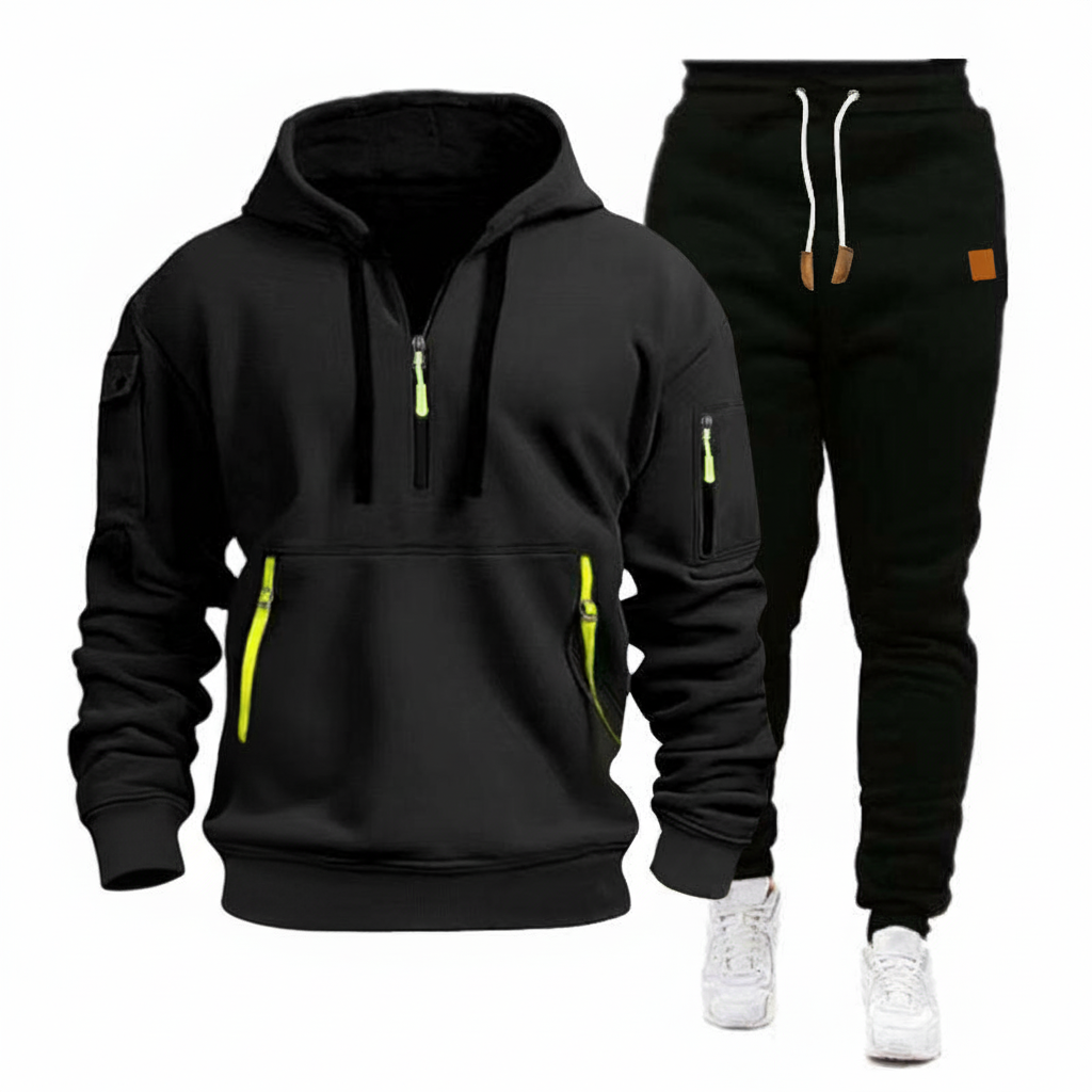 Herren Sportliches Hoodie Set mit Taschen atmungsaktiv