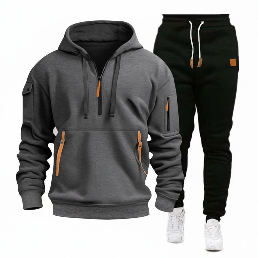 Herren Sportliches Hoodie Set mit Taschen atmungsaktiv