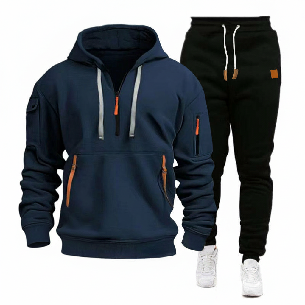 Herren Sportliches Hoodie Set mit Taschen atmungsaktiv