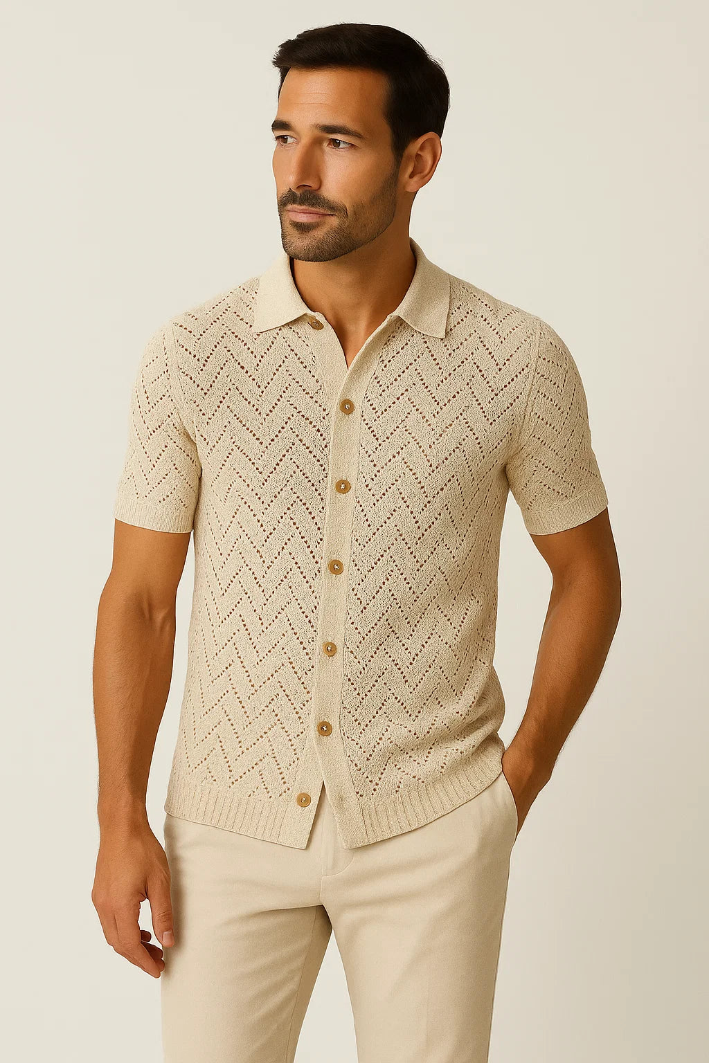 Herren Strick Polo Cardigan