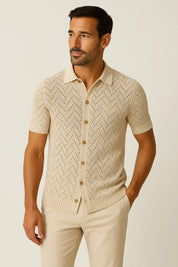 Herren Strick Polo Cardigan
