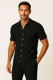 Herren Strick Polo Cardigan