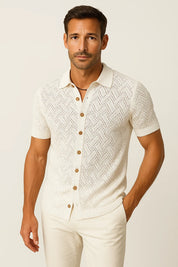 Herren Strick Polo Cardigan