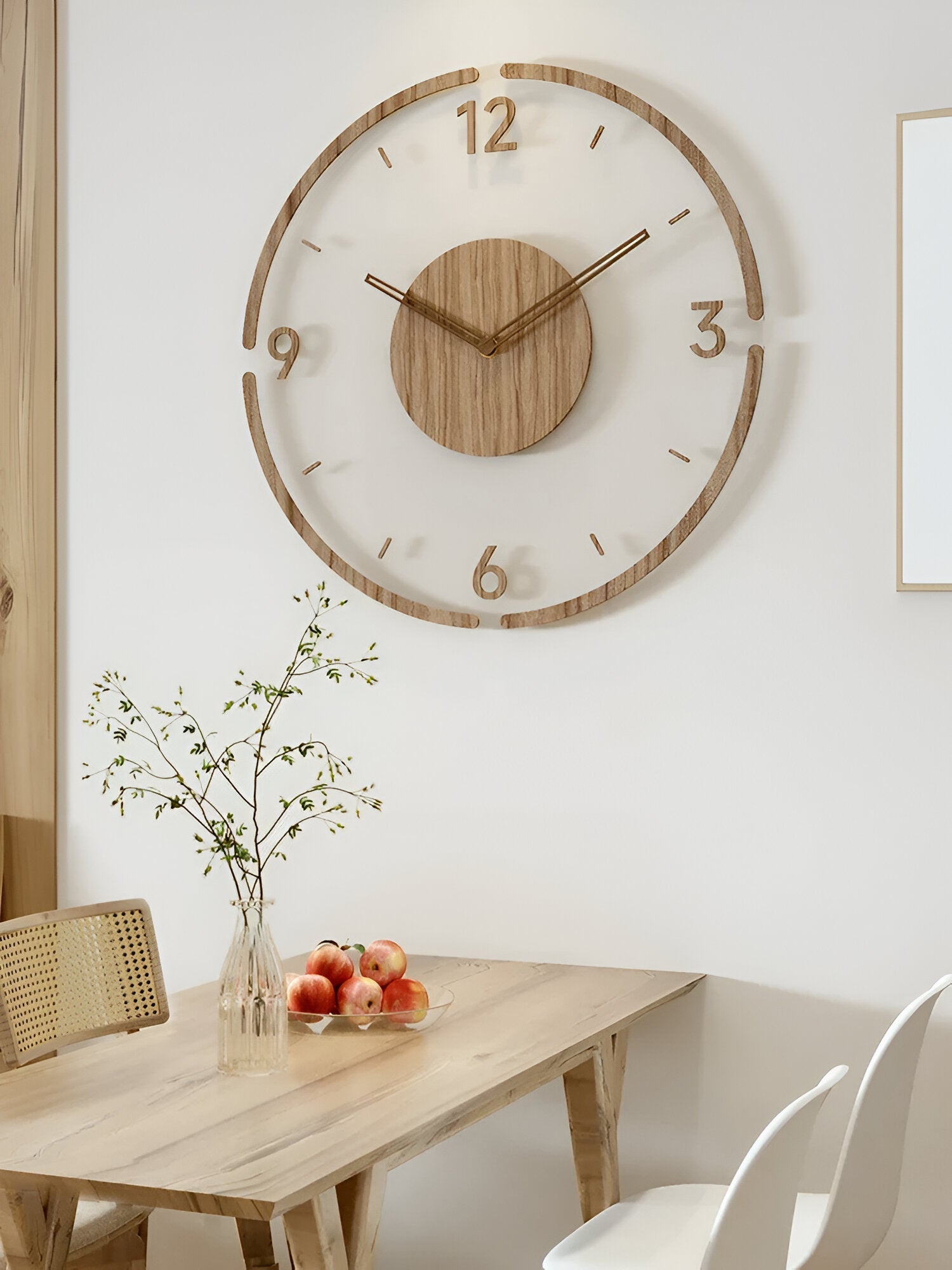 Transparente Acryl & Holz Stille Wanduhr