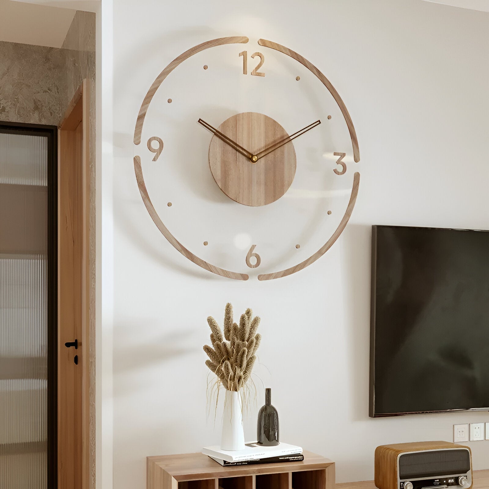 Transparente Acryl & Holz Stille Wanduhr