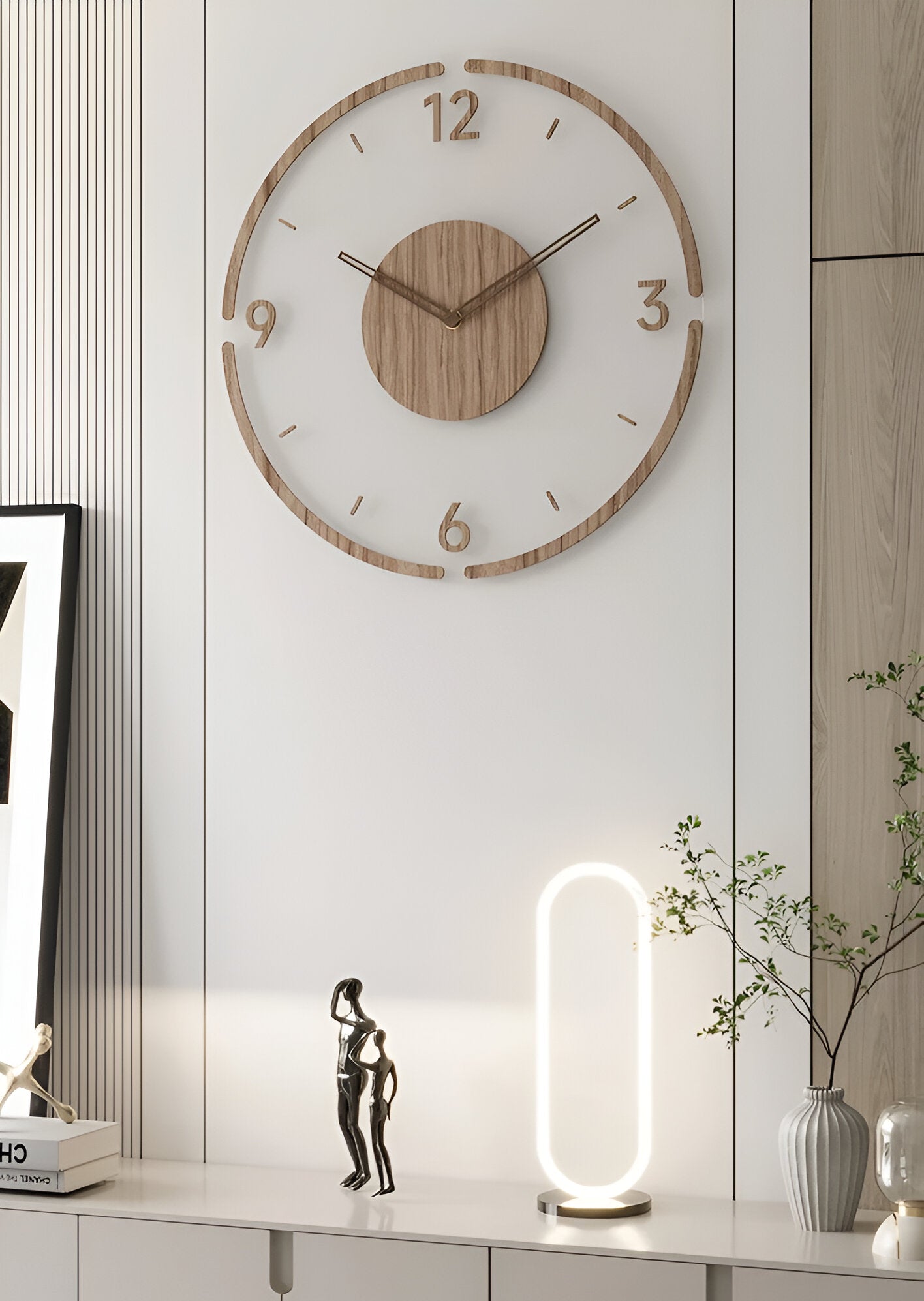 Transparente Acryl & Holz Stille Wanduhr