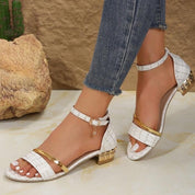 Damen Knöchelriemen Pumps Block High Heel