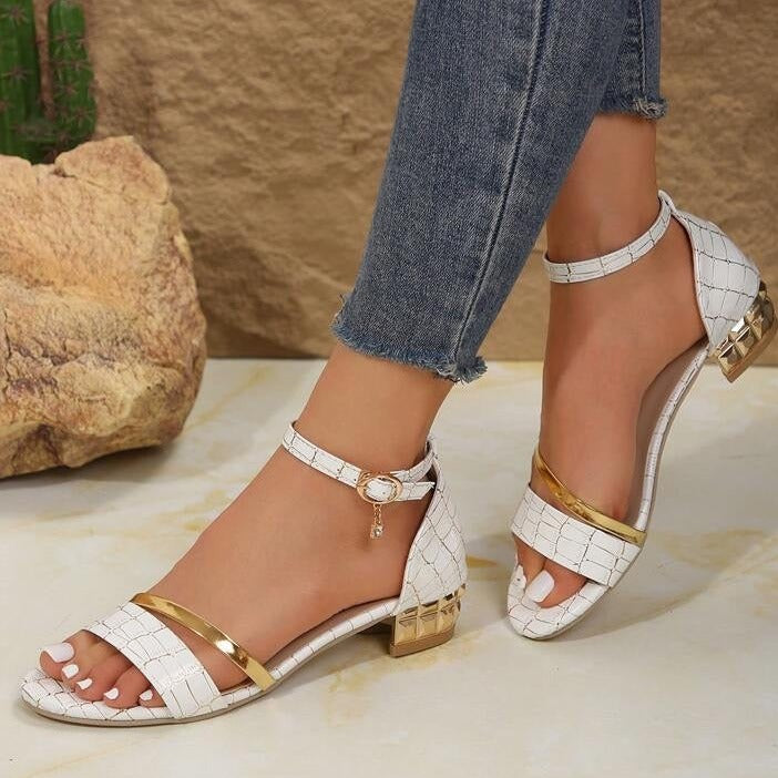 Damen Knöchelriemen Pumps Block High Heel
