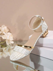 Damen Knöchelriemen Pumps Block High Heel