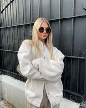 Übergroße Tweed Bomberjacke