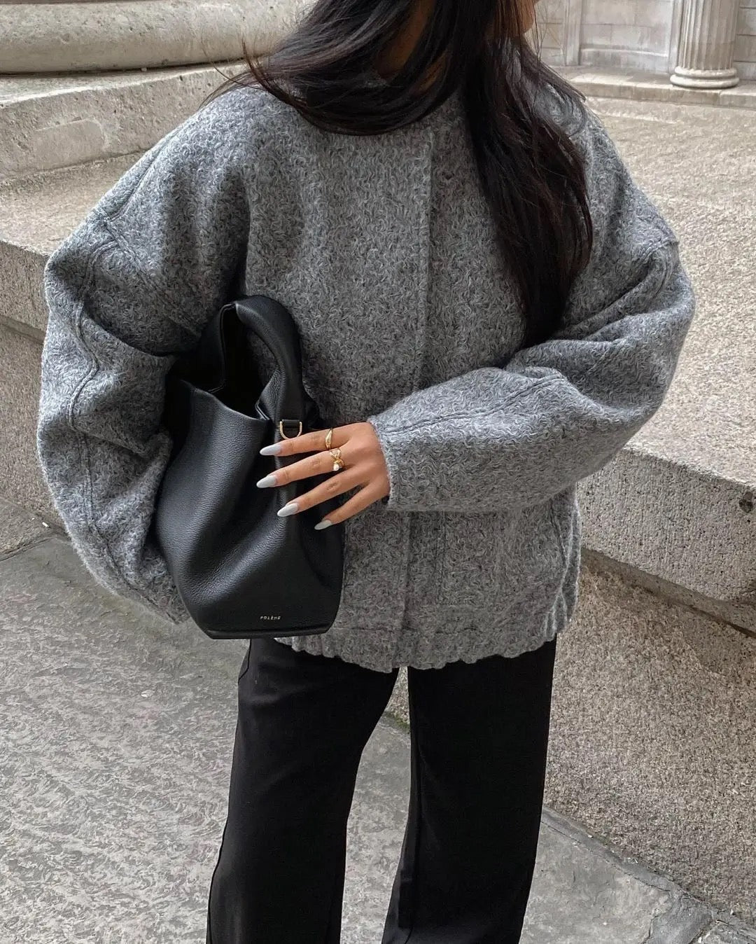Übergroße Tweed Bomberjacke