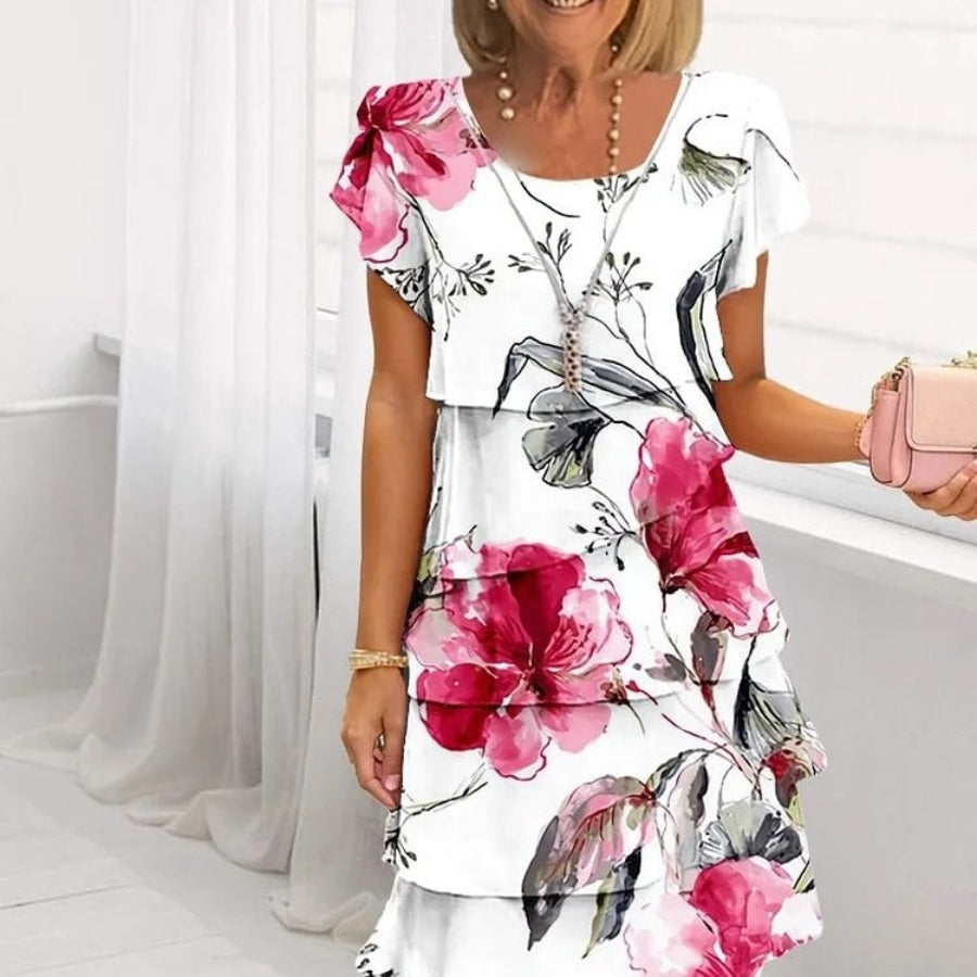 Kaskadenförmiges Sommer Blumenkleid