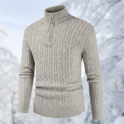 Strickpullover mit Zip-Up Stehkragen