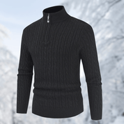Strickpullover mit Zip-Up Stehkragen