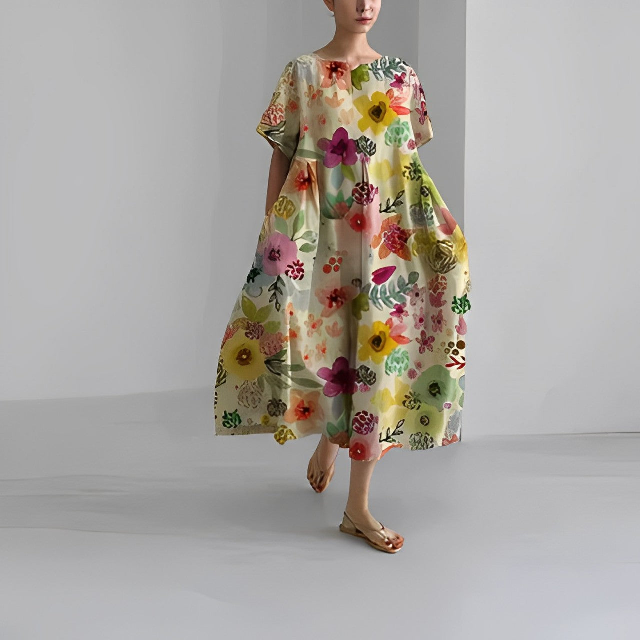 Boho Blumenkleid, Weites Kleid