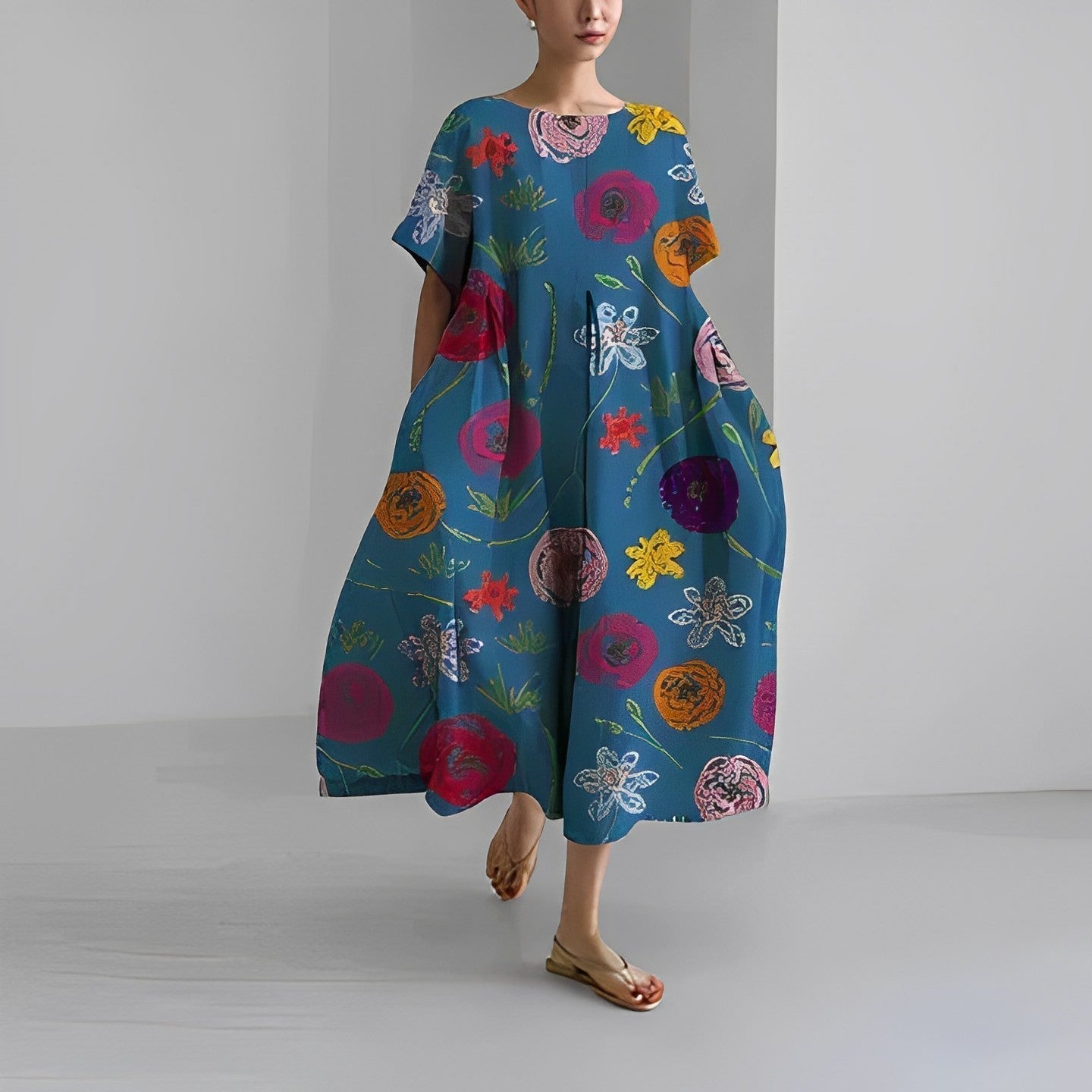 Boho Blumenkleid, Weites Kleid