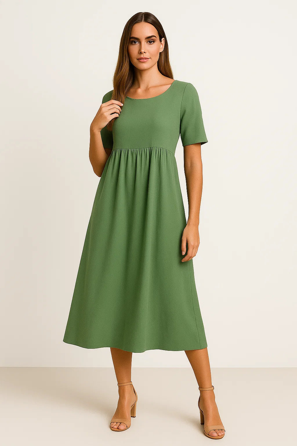 Lässiges Baumwoll-Leinen-Kleid