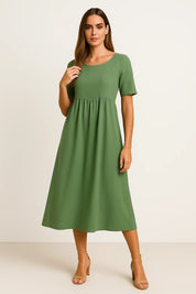 Lässiges Baumwoll-Leinen-Kleid