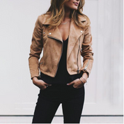 Stylische Damen Leder Bikerjacke