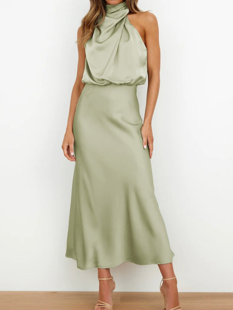 Ärmelloses Satin-Kleid