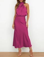 Ärmelloses Satin-Kleid