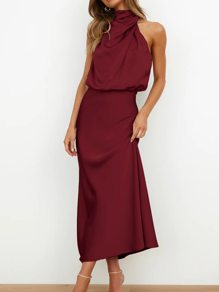 Ärmelloses Satin-Kleid