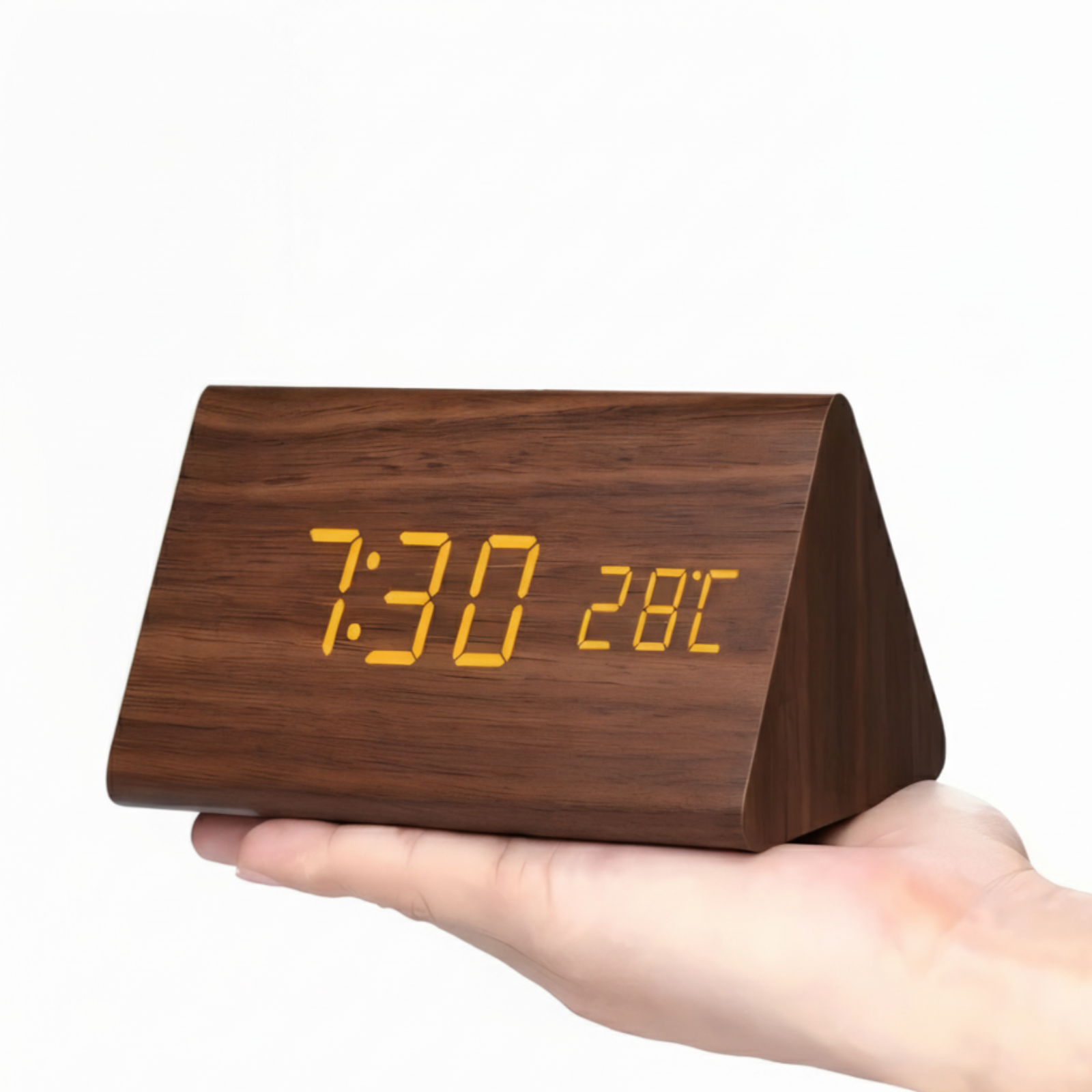 Moderner LED Digital Wecker aus Holz