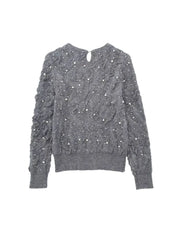 Damen Strickpullover Perlen