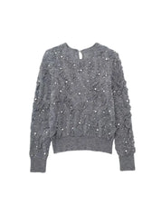 Damen Strickpullover Perlen