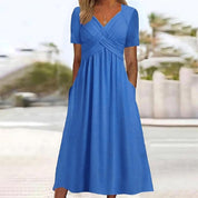 Sommer Midikleid wit Bauchabdeckung