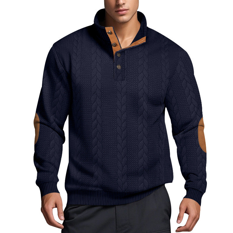 Herren Strickpullover mit hohem Kragen und Muster