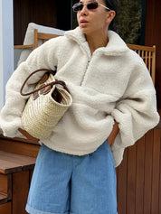 Übergroßer Damen Half-Zip Pullover