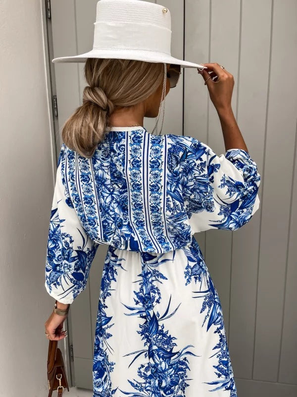 V-Ausschnitt Blumen Grorock Kleid