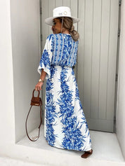 V-Ausschnitt Blumen Grorock Kleid
