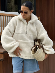 Übergroßer Damen Half-Zip Pullover