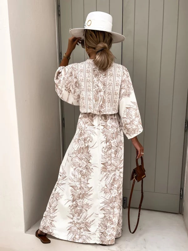 V-Ausschnitt Blumen Grorock Kleid