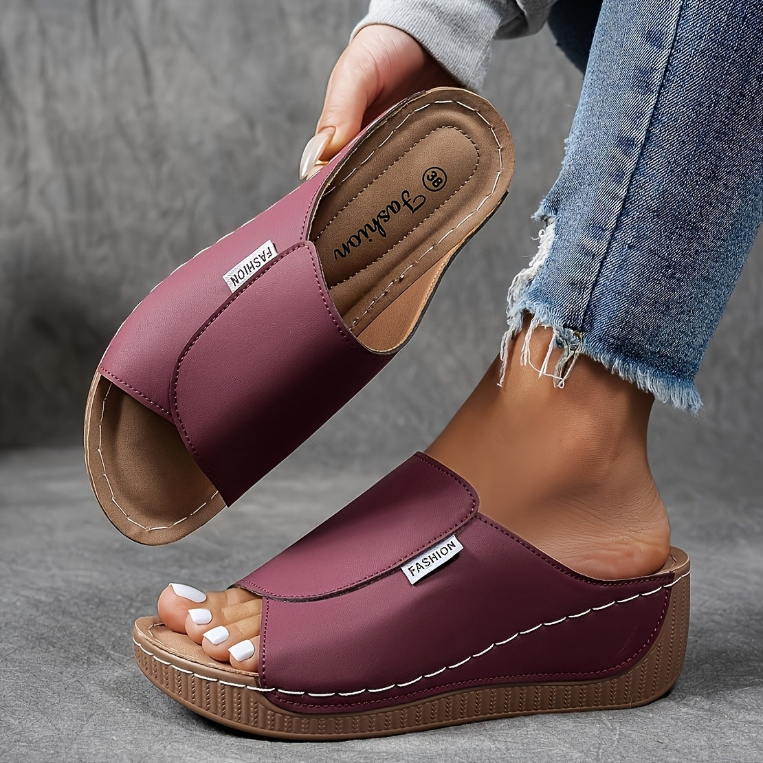 Ergonomische Slip-on Keilsandalen