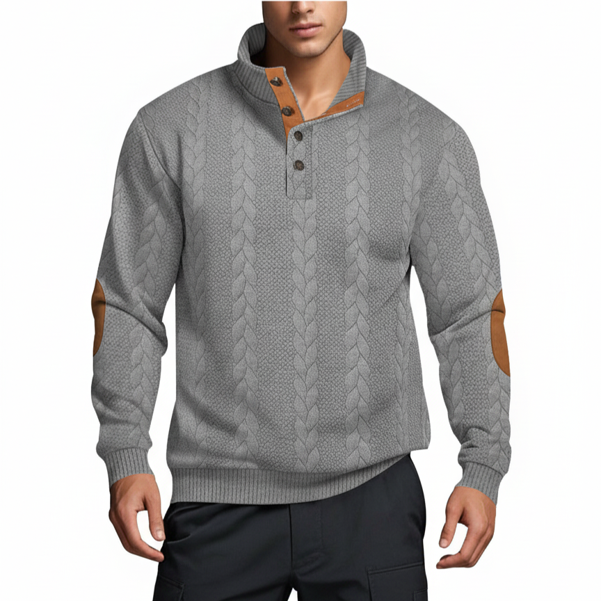 Herren Strickpullover mit hohem Kragen und Muster